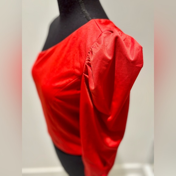 Sugarlips: Red crop top, one shoulder top - Picture 2 of 6